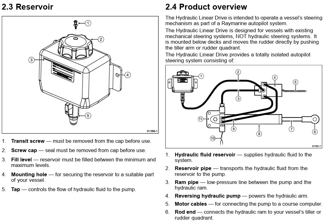 Raymarine Type 2 Hydraulic Linear Drive 12V - Pilt 5