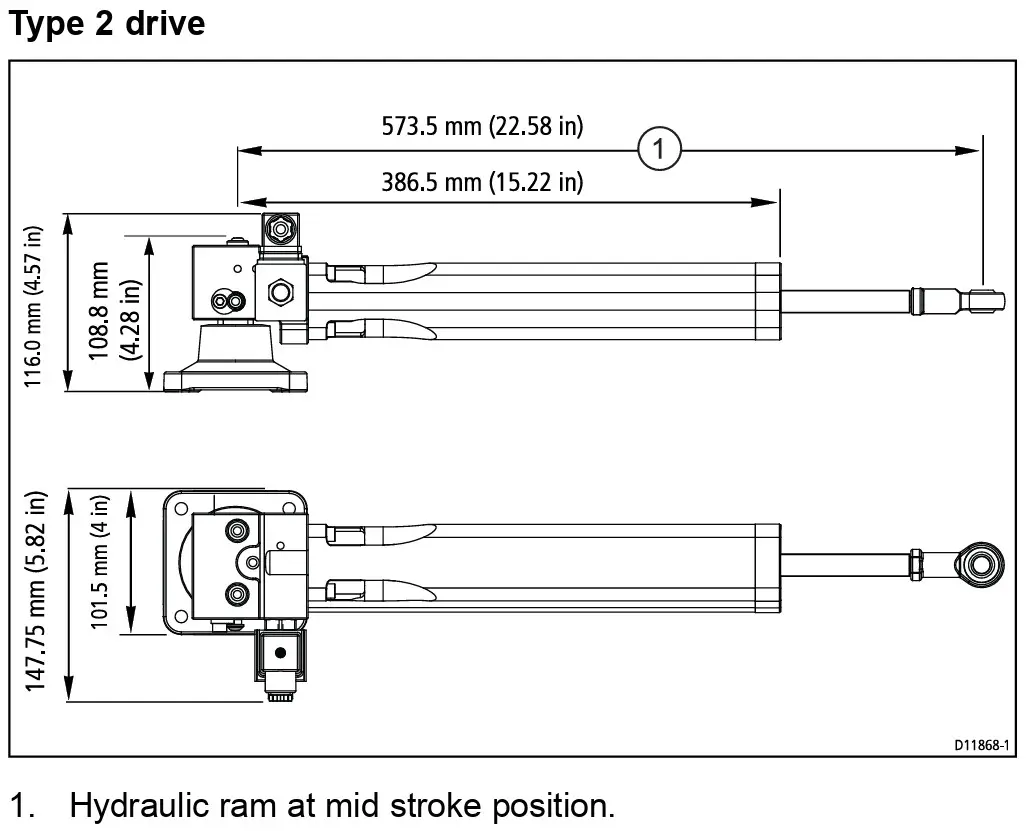 Raymarine Type 2 Hydraulic Linear Drive 12V - Pilt 4