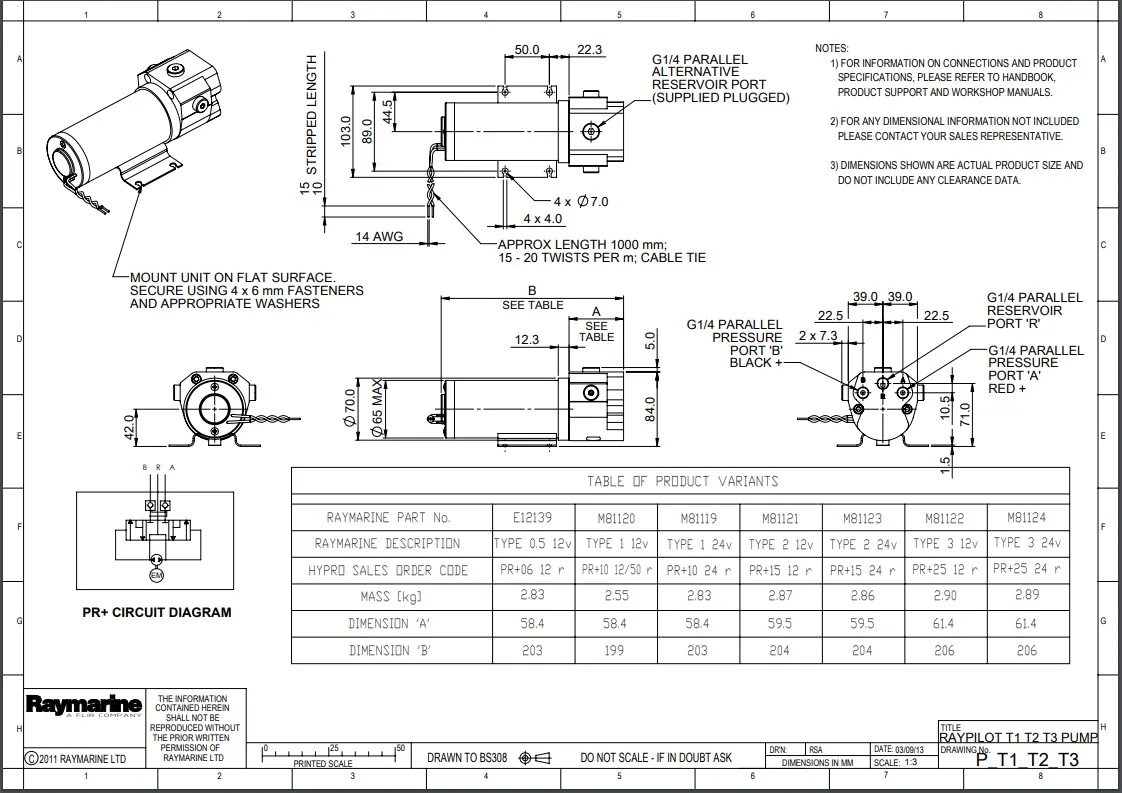 Raymarine Tüüp1 Hüdrauliline pump 24V - Pilt 4